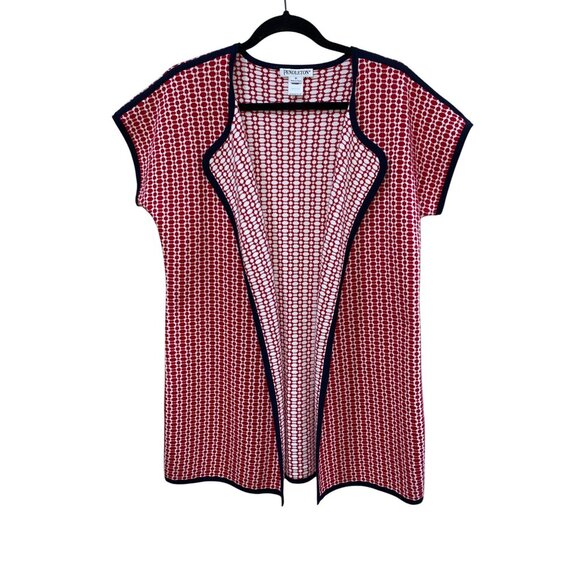 Pendleton Womens Open Front Red & White Cardigan Jacket M Cotton - Picture 2 of 7